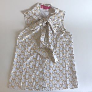 NYE Gold and White Blouse with Bow